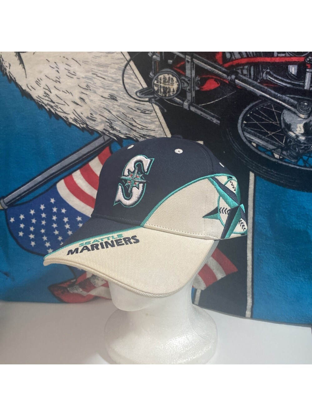 Vintage Twins Enterprise Seattle Mariners Hat Navy White Y2K Strapback Cap 90s